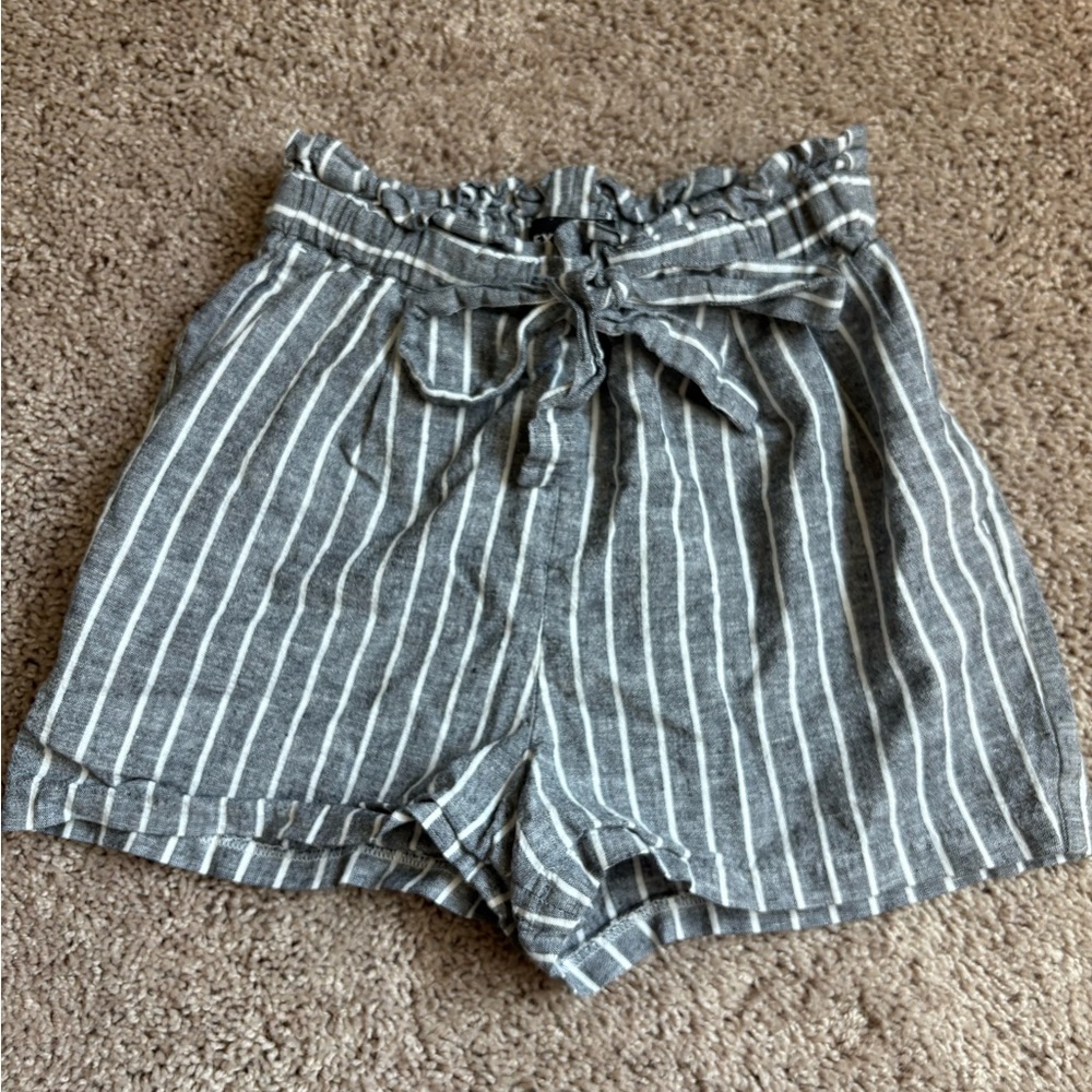 Express High Waist Gray Striped Shorts